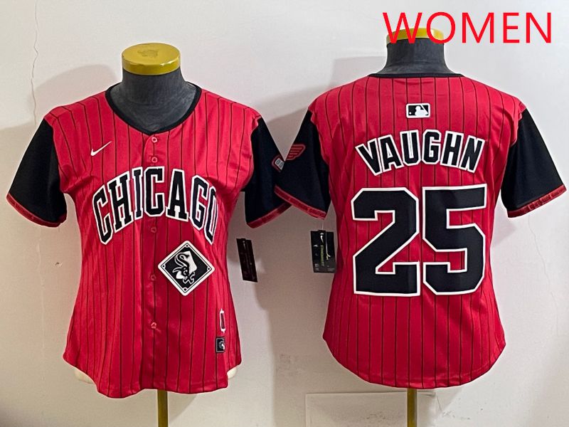 Women 2025 Chicago White Sox #25 Vaughn Red Joint Name Nike MLB Jersey style 31